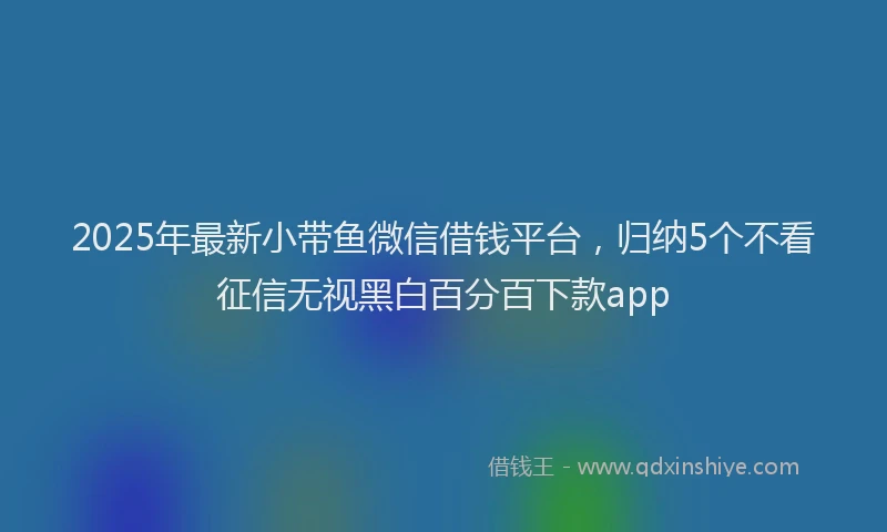 2025年最新小带鱼微信借钱平台，归纳5个不看征信无视黑白百分百下款app