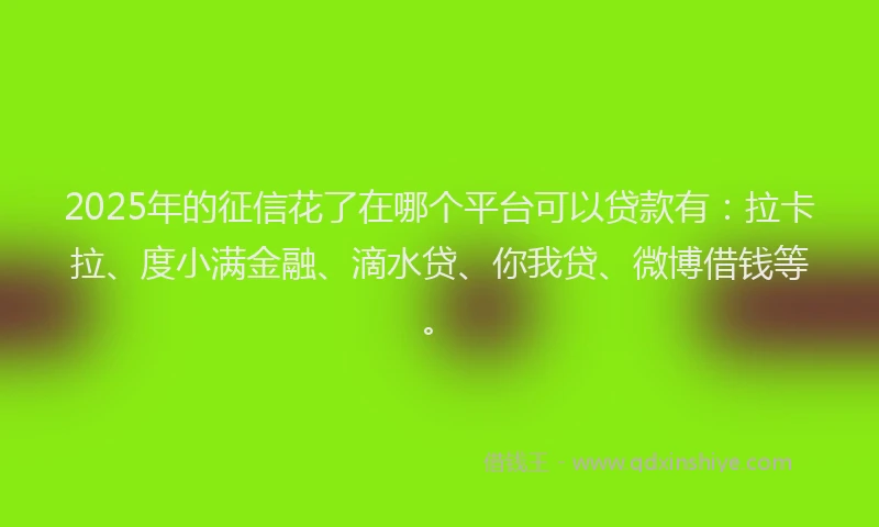 2025年的征信花了在哪个平台可以贷款有：拉卡拉、度小满金融、滴水贷、你我贷、微博借钱等。