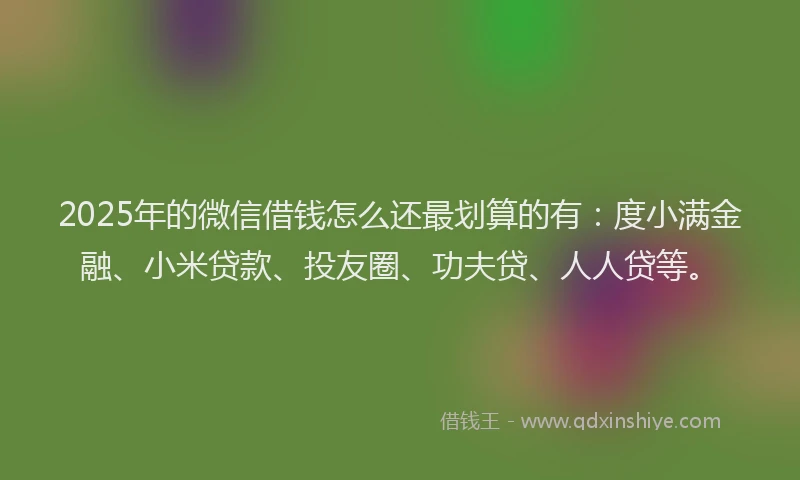 2025年的微信借钱怎么还最划算的有：度小满金融、小米贷款、投友圈、功夫贷、人人贷等。