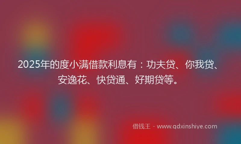 2025年的度小满借款利息有：功夫贷、你我贷、安逸花、快贷通、好期贷等。