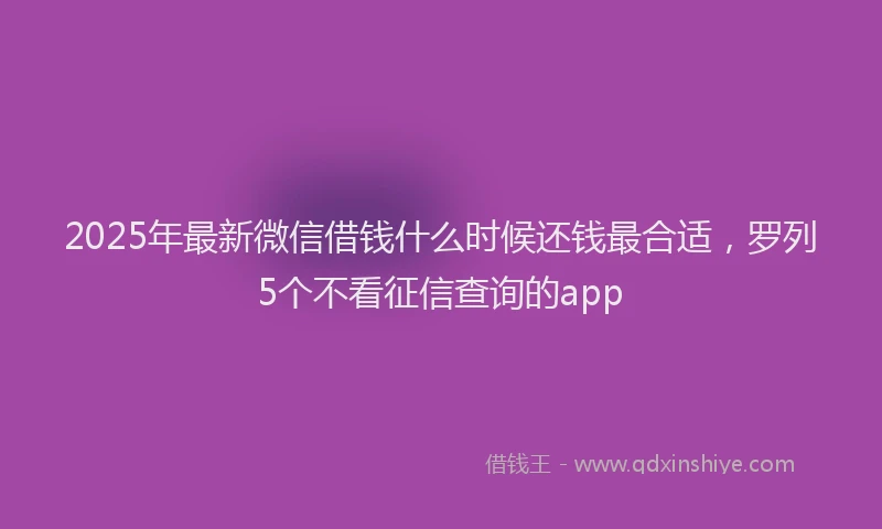 2025年最新微信借钱什么时候还钱最合适，罗列5个不看征信查询的app