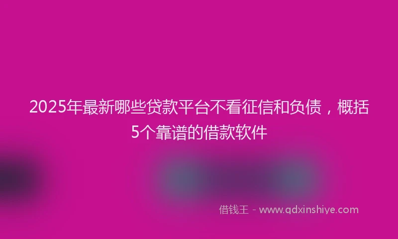 2025年最新哪些贷款平台不看征信和负债，概括5个靠谱的借款软件