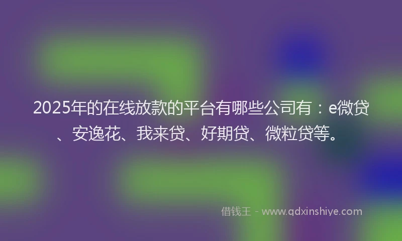 2025年的在线放款的平台有哪些公司有：e微贷、安逸花、我来贷、好期贷、微粒贷等。