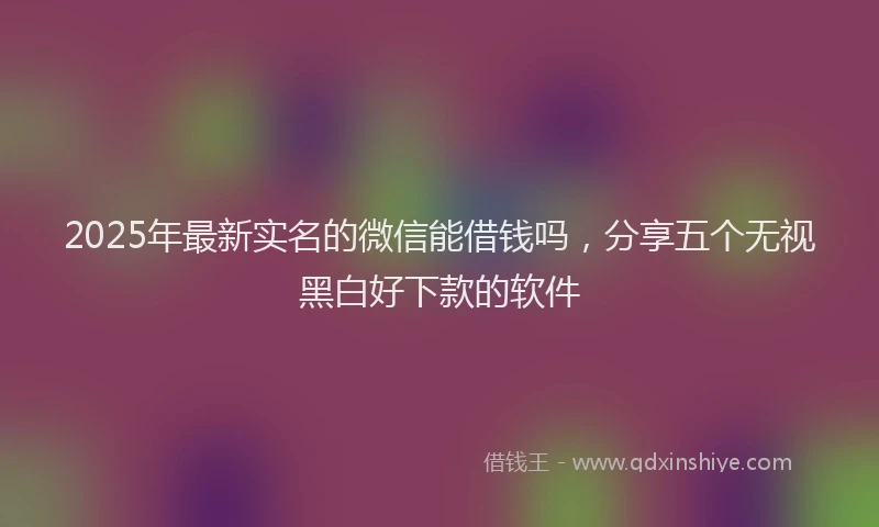 2025年最新实名的微信能借钱吗，分享五个无视黑白好下款的软件
