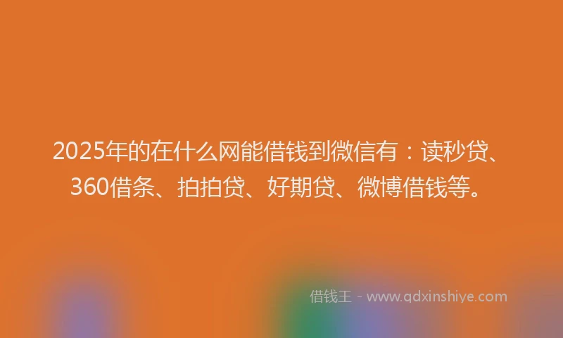2025年的在什么网能借钱到微信有：读秒贷、360借条、拍拍贷、好期贷、微博借钱等。