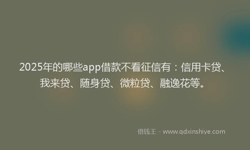 2025年的哪些app借款不看征信有：信用卡贷、我来贷、随身贷、微粒贷、融逸花等。