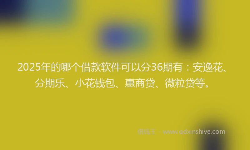 2025年的哪个借款软件可以分36期有：安逸花、分期乐、小花钱包、惠商贷、微粒贷等。