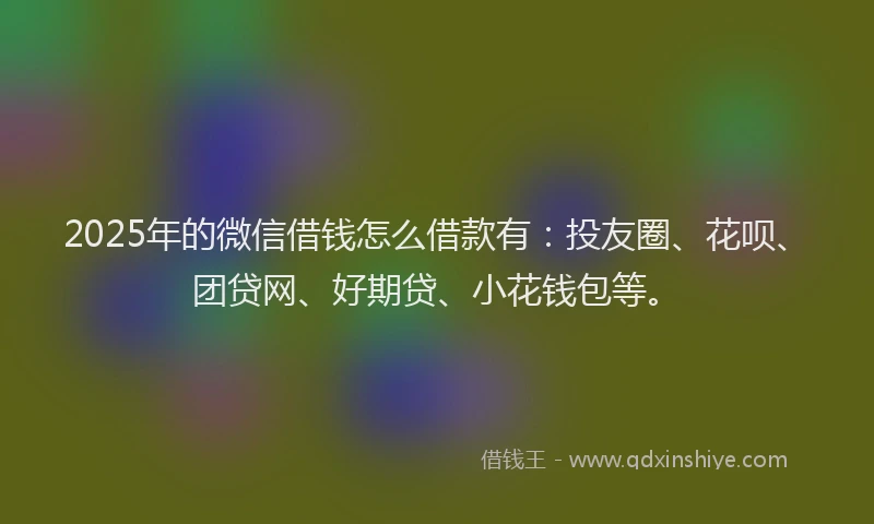 2025年的微信借钱怎么借款有：投友圈、花呗、团贷网、好期贷、小花钱包等。