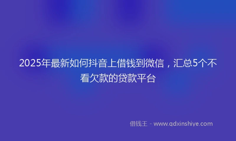 2025年最新如何抖音上借钱到微信，汇总5个不看欠款的贷款平台