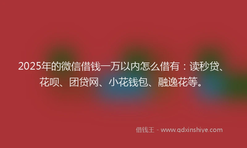 2025年的微信借钱一万以内怎么借有：读秒贷、花呗、团贷网、小花钱包、融逸花等。