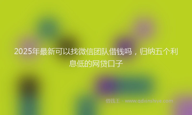 2025年最新可以找微信团队借钱吗，归纳五个利息低的网贷口子