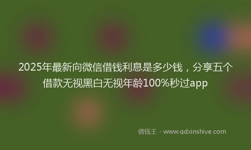 2025年最新向微信借钱利息是多少钱，分享五个借款无视黑白无视年龄100%秒过app