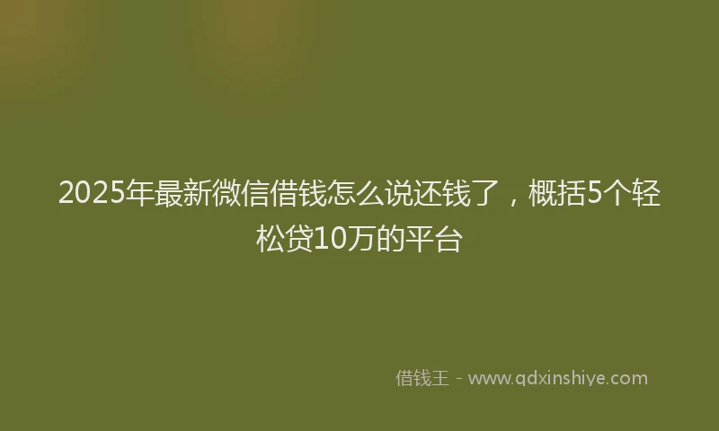 2025年最新微信借钱怎么说还钱了，概括5个轻松贷10万的平台
