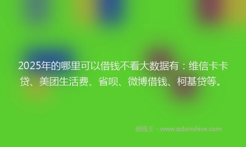 2025年的哪里可以借钱不看大数据有：维信卡卡贷、美团生活费、省呗、微博借钱、柯基贷等。