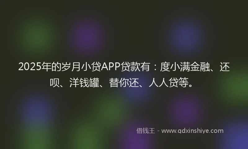 2025年的岁月小贷APP贷款有：度小满金融、还呗、洋钱罐、替你还、人人贷等。