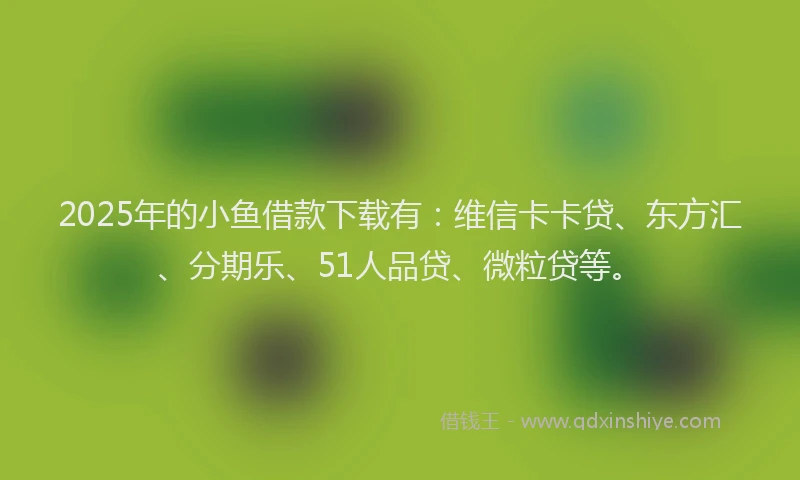 2025年的小鱼借款下载有：维信卡卡贷、东方汇、分期乐、51人品贷、微粒贷等。