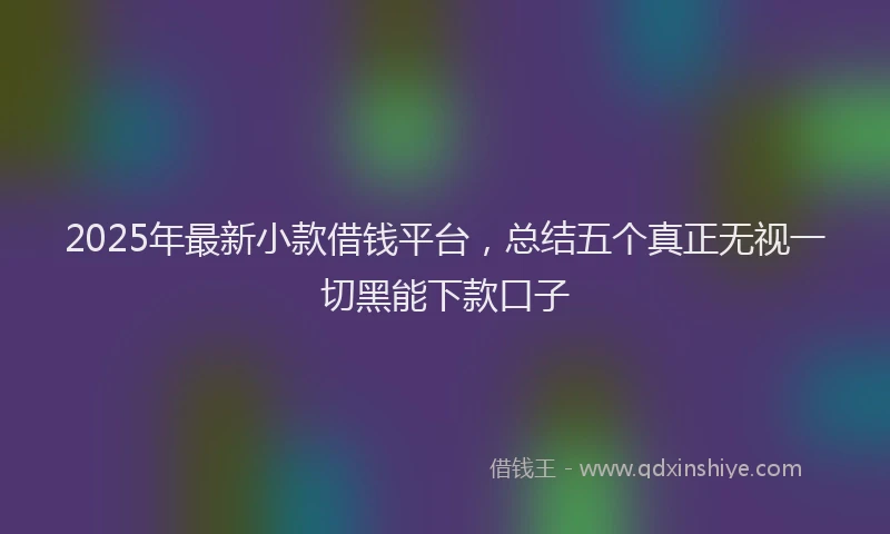 2025年最新小款借钱平台，总结五个真正无视一切黑能下款口子