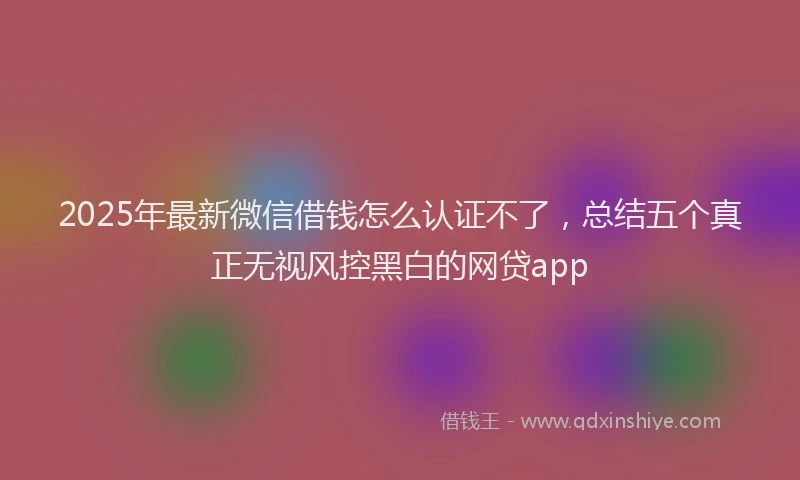 2025年最新微信借钱怎么认证不了，总结五个真正无视风控黑白的网贷app