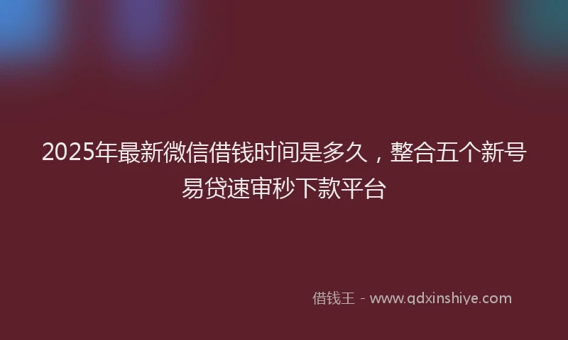 2025年最新微信借钱时间是多久，整合五个新号易贷速审秒下款平台