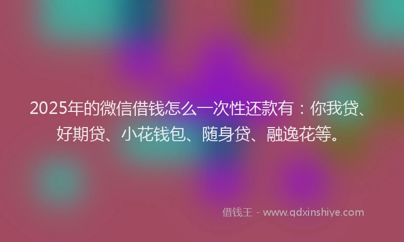 2025年的微信借钱怎么一次性还款有：你我贷、好期贷、小花钱包、随身贷、融逸花等。