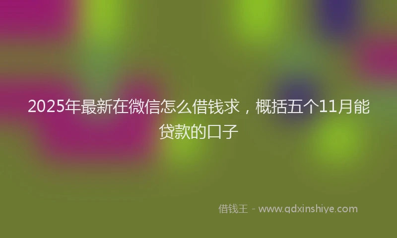 2025年最新在微信怎么借钱求，概括五个11月能贷款的口子