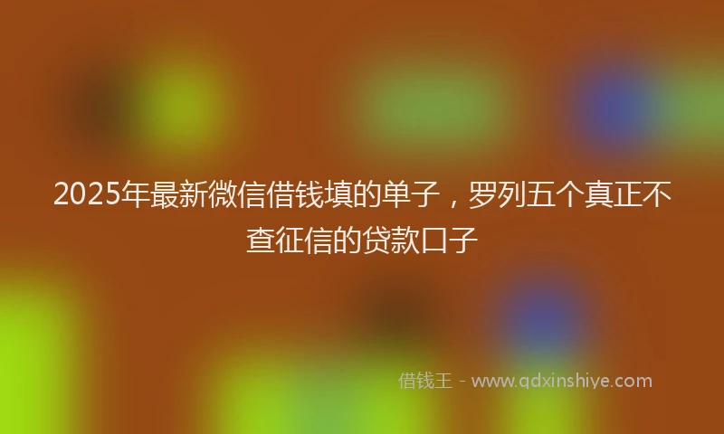 2025年最新微信借钱填的单子，罗列五个真正不查征信的贷款口子