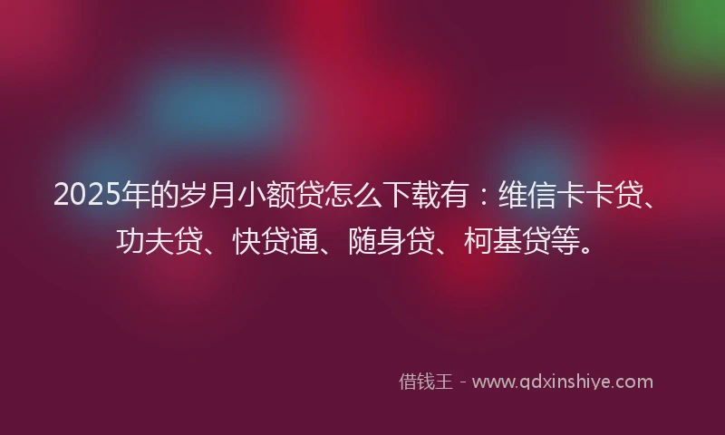 2025年的岁月小额贷怎么下载有：维信卡卡贷、功夫贷、快贷通、随身贷、柯基贷等。