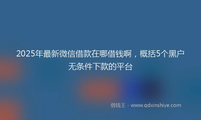 2025年最新微信借款在哪借钱啊，概括5个黑户无条件下款的平台