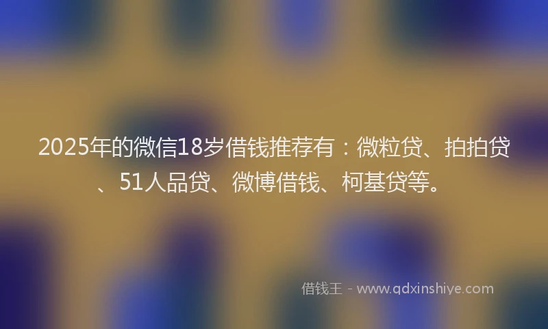 2025年的微信18岁借钱推荐有：微粒贷、拍拍贷、51人品贷、微博借钱、柯基贷等。