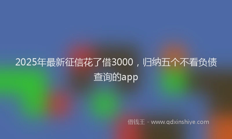 2025年最新征信花了借3000，归纳五个不看负债查询的app