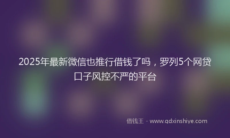 2025年最新微信也推行借钱了吗，罗列5个网贷口子风控不严的平台