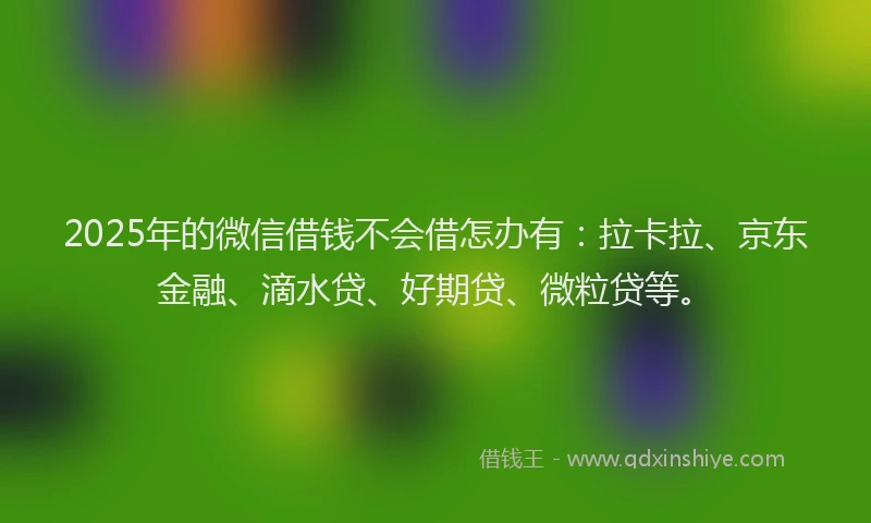 2025年的微信借钱不会借怎办有：拉卡拉、京东金融、滴水贷、好期贷、微粒贷等。