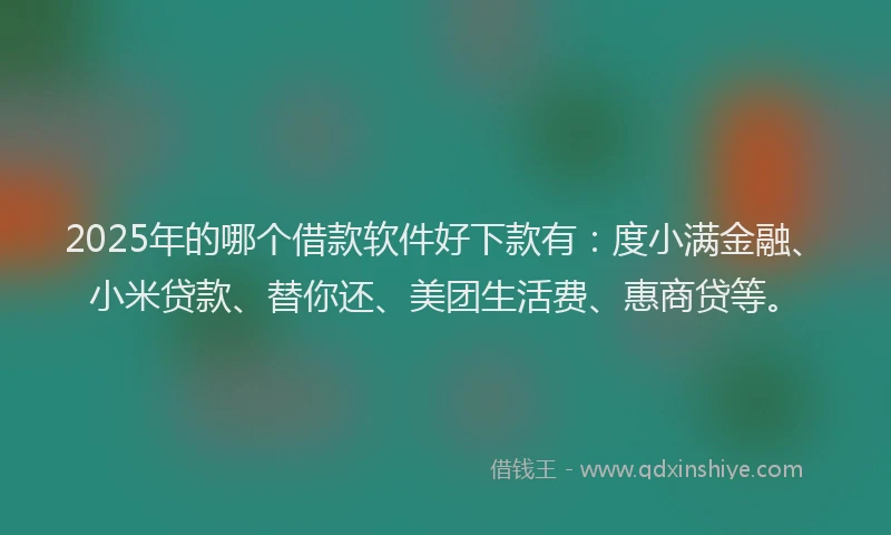 2025年的哪个借款软件好下款有：度小满金融、小米贷款、替你还、美团生活费、惠商贷等。