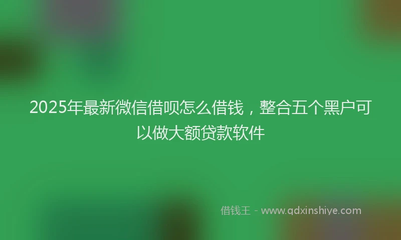 2025年最新微信借呗怎么借钱，整合五个黑户可以做大额贷款软件