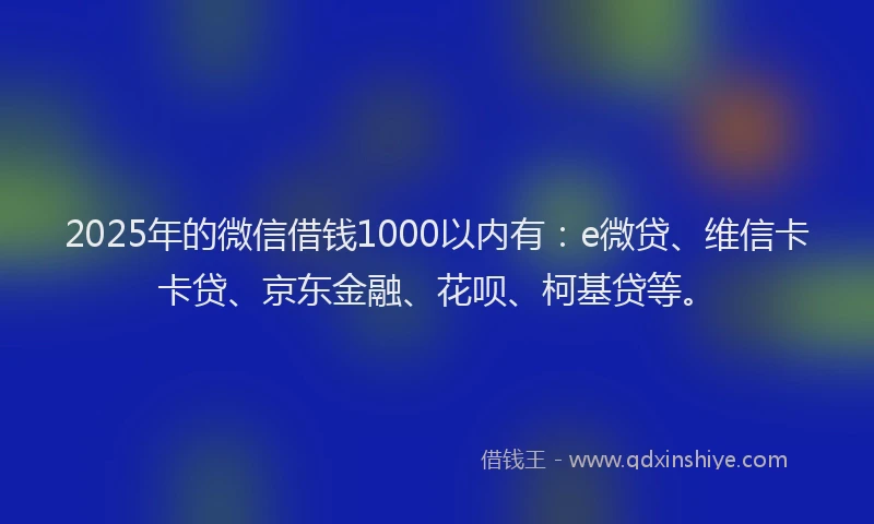 2025年的微信借钱1000以内有：e微贷、维信卡卡贷、京东金融、花呗、柯基贷等。