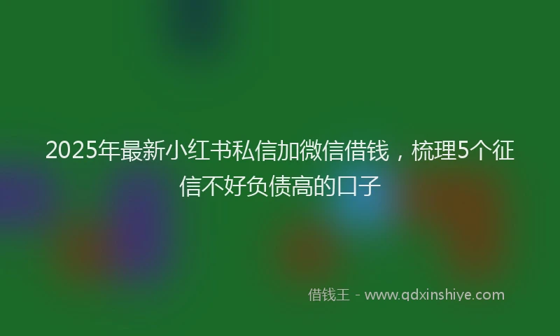 2025年最新小红书私信加微信借钱，梳理5个征信不好负债高的口子