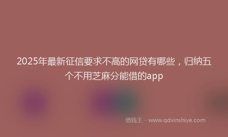 2025年最新征信要求不高的网贷有哪些，归纳五个不用芝麻分能借的app