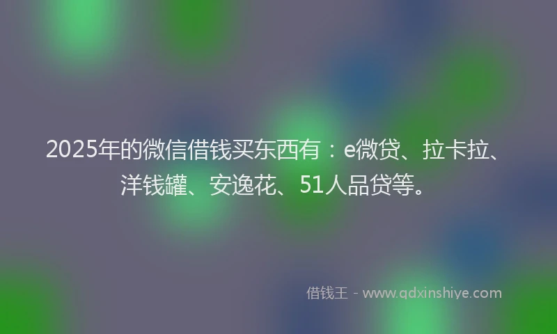 2025年的微信借钱买东西有：e微贷、拉卡拉、洋钱罐、安逸花、51人品贷等。