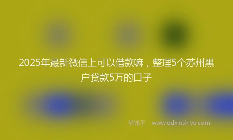 2025年最新微信上可以借款嘛，整理5个苏州黑户贷款5万的口子