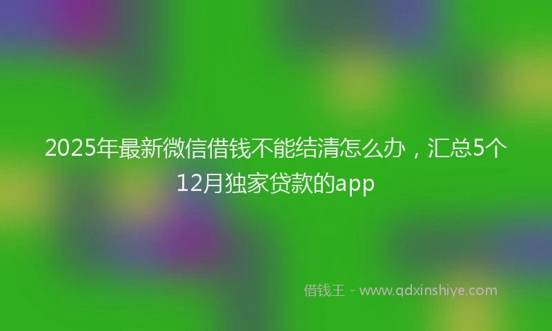 2025年最新微信借钱不能结清怎么办，汇总5个12月独家贷款的app