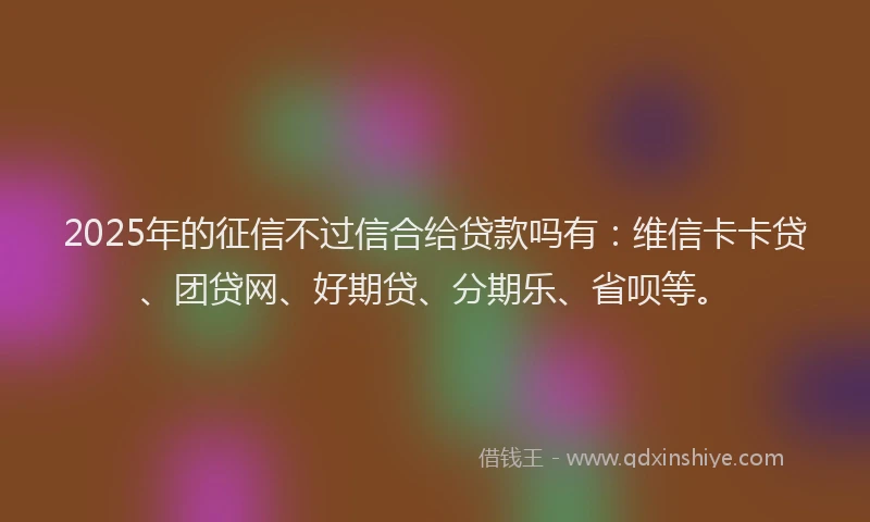 2025年的征信不过信合给贷款吗有：维信卡卡贷、团贷网、好期贷、分期乐、省呗等。