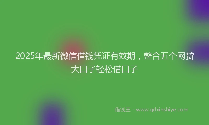 2025年最新微信借钱凭证有效期，整合五个网贷大口子轻松借口子
