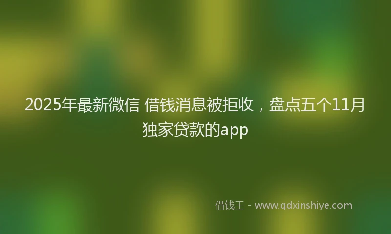 2025年最新微信 借钱消息被拒收，盘点五个11月独家贷款的app