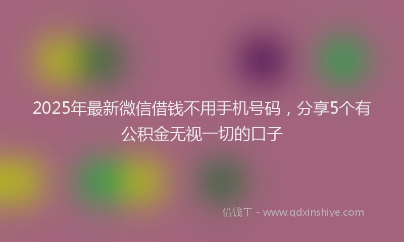 2025年最新微信借钱不用手机号码，分享5个有公积金无视一切的口子