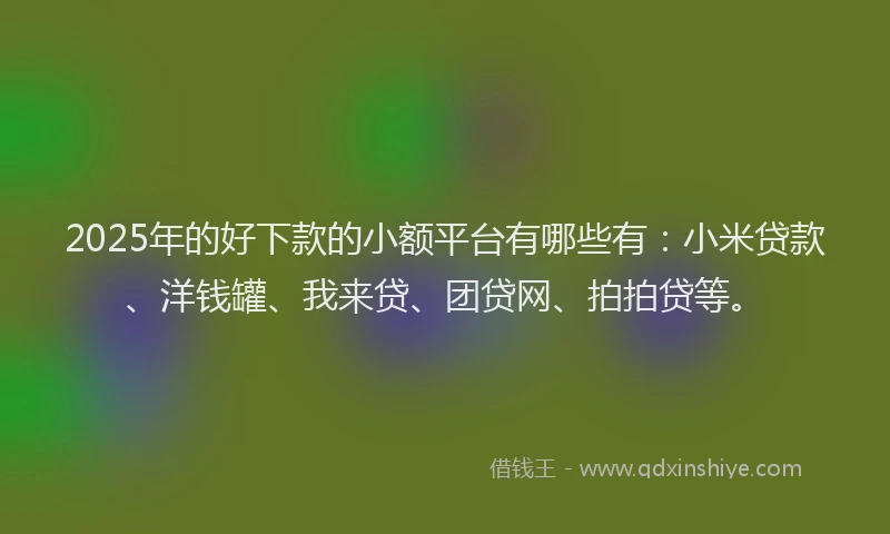 2025年的好下款的小额平台有哪些有：小米贷款、洋钱罐、我来贷、团贷网、拍拍贷等。