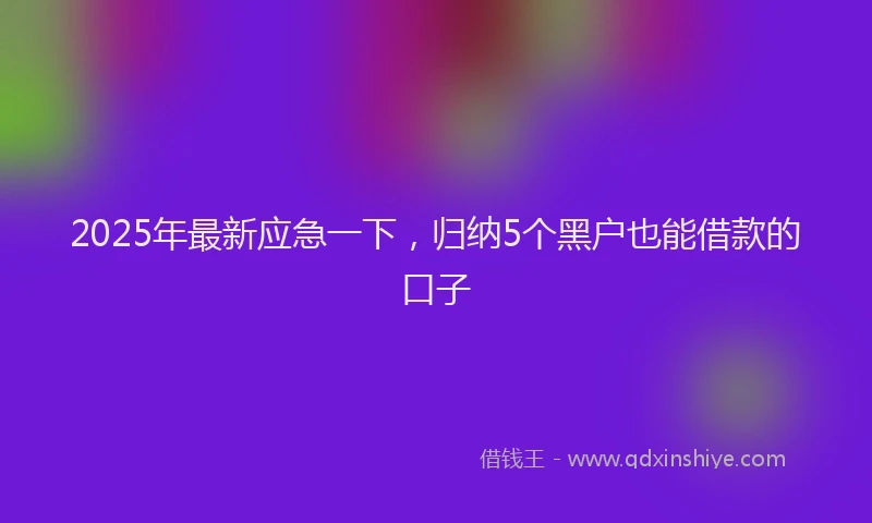 2025年最新应急一下，归纳5个黑户也能借款的口子