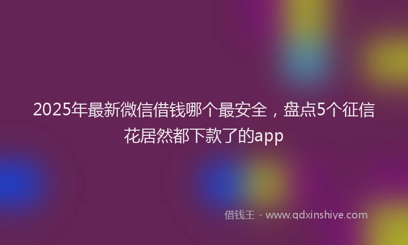 2025年最新微信借钱哪个最安全，盘点5个征信花居然都下款了的app