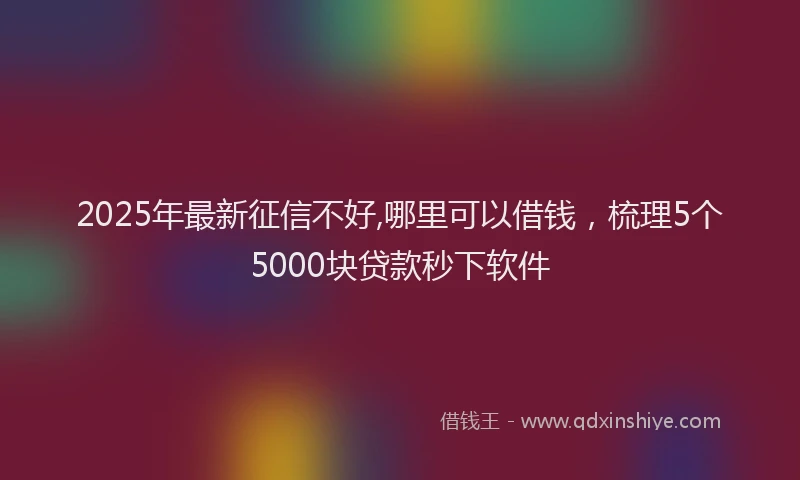 2025年最新征信不好,哪里可以借钱，梳理5个5000块贷款秒下软件