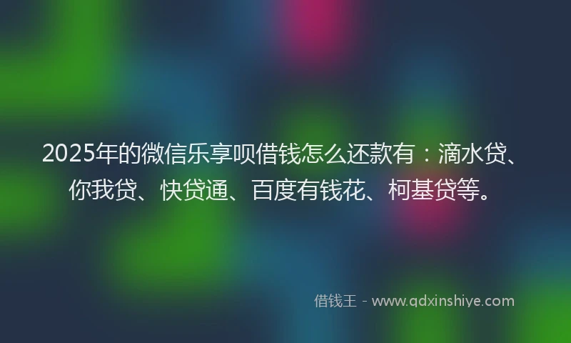 2025年的微信乐享呗借钱怎么还款有：滴水贷、你我贷、快贷通、百度有钱花、柯基贷等。