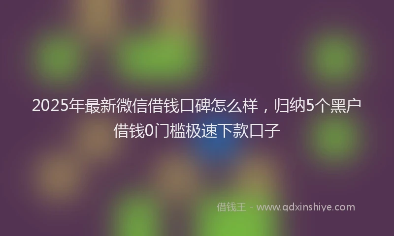 2025年最新微信借钱口碑怎么样，归纳5个黑户借钱0门槛极速下款口子